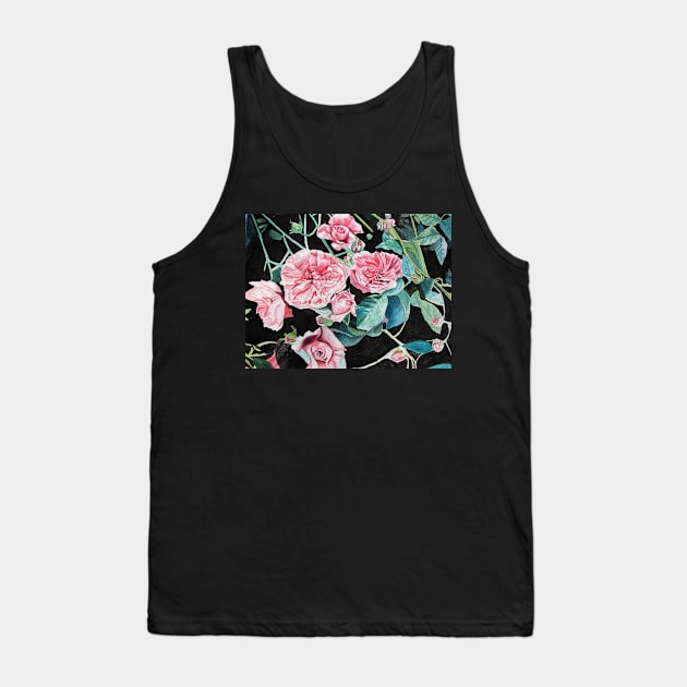 Pink Cabbage Rose Tank Top by SarahRajkotwala